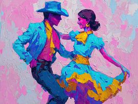 Dans Vrouw | Spirited Dance in Bright Colors van De Mooiste Kunst