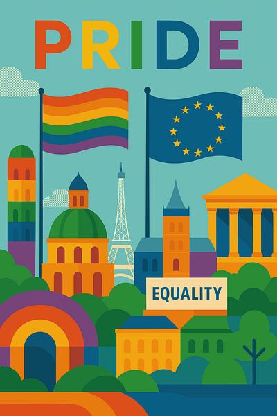 Pride and Equality of Europe Cityscape Illustration by Art Kingdom