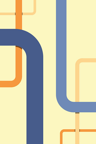 Ein minimalistisches, abstraktes Design mit geschwungenen Linien und geometrischen Formen