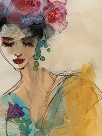 Modernes und abstraktes Porträt von Carla Van Iersel