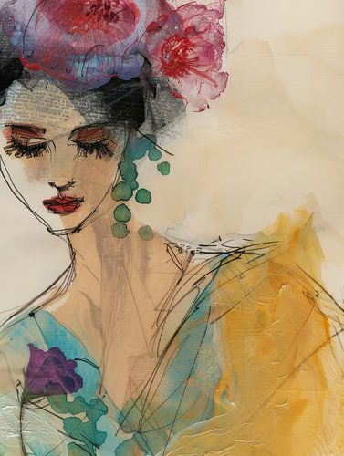 Portrait moderne et abstrait sur Carla Van Iersel