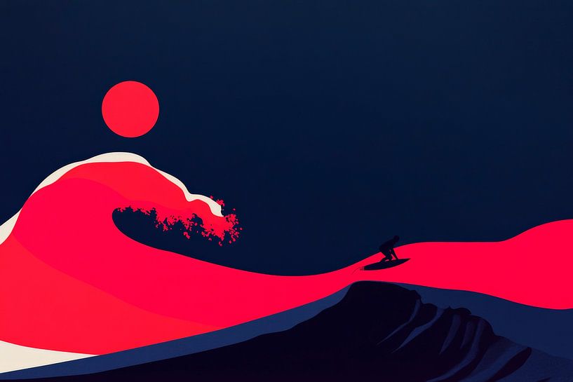 Artful wave in the red sunlight by Poster Art Shop
