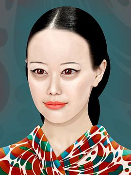 Bleek Japans Meisje In Kimono van Ton van Hummel (Alias HUVANTO)