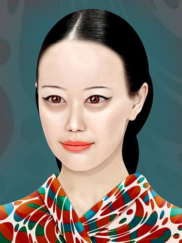 Bleek Japans Meisje In Kimono