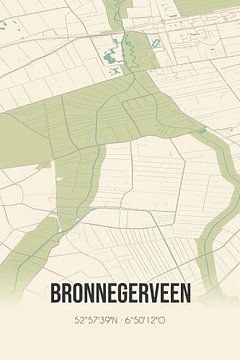 Vintage landkaart van Bronnegerveen (Drenthe) van MijnStadsPoster