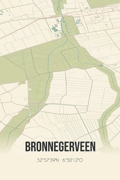 Carte ancienne de Bronnegerveen (Drenthe) par Affiches de lieux