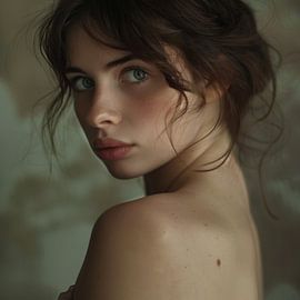 Portrait d'une femme dans la lumière naturelle sur Poster Art Shop