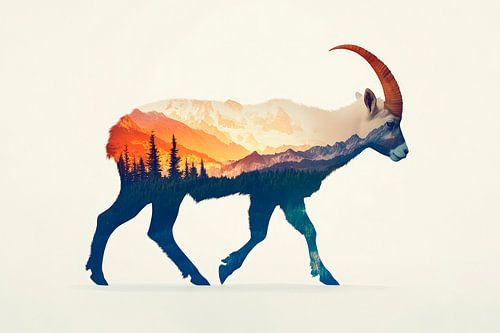 Mountain landscape in antlers