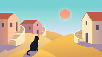 Goldene Hügel und eine einsame Katze