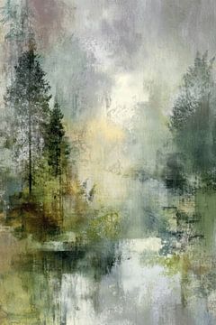 Abstract Forest Landscape - Misty Green Fine Art