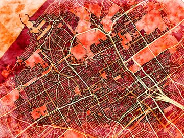 Map of Den Haag with the style 'Amber Autumn' by Maporia