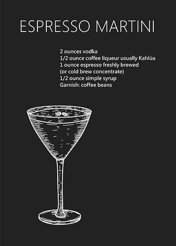 schets van een espresso martini
