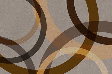Abstracte organische vormen in bruin, oker, beige. Moderne geometrie in retrostijl nr. 3 van Dina Dankers