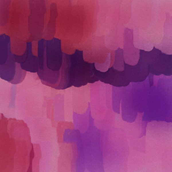 Retro-Horizonte. Abstrakte Landschaft in lila, rot, rosa. von Dina Dankers
