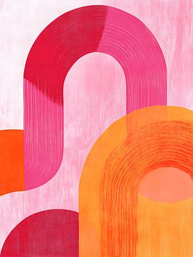 Oranje en Roze abstracte bogen van Gypsy Galleria