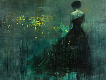Dancing in the Solitary Night van Abstract Schilderij
