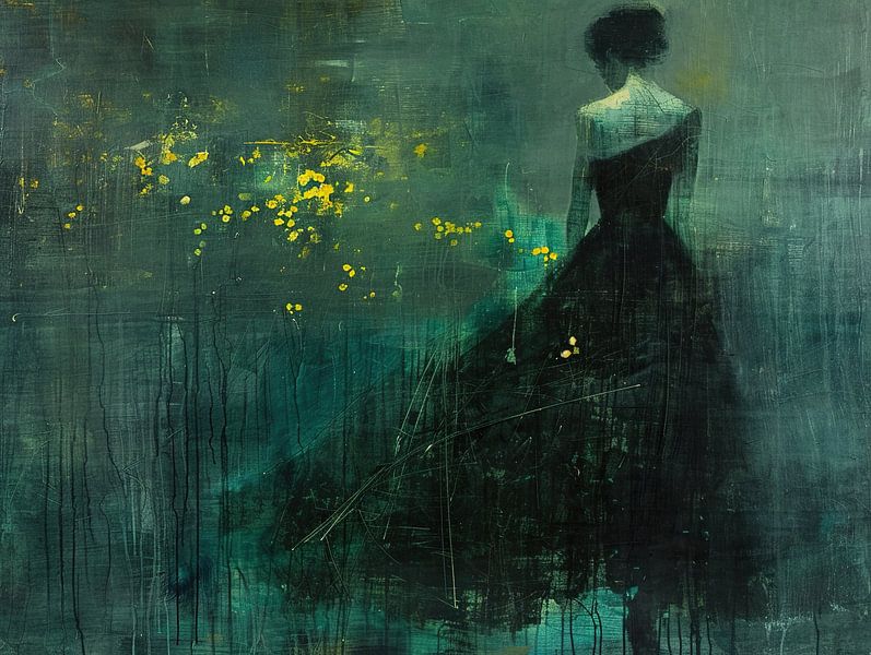 Dancing in the Solitary Night van Abstract Schilderij