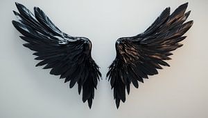 Black angel wings portrait panorama