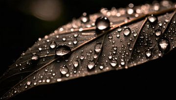 Goutte de pluie avec feuille sur Mustafa Kurnaz