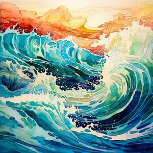 Waves at sea by Vlindertuin Art