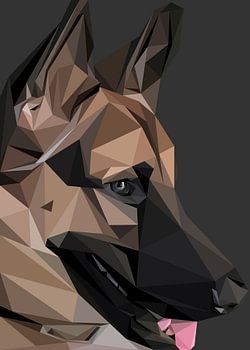 Deutscher Schäferhund Abstrakt Low Poly