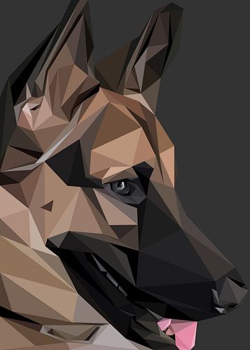 Deutscher Schäferhund Abstrakt Low Poly