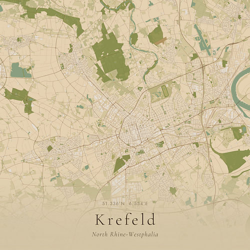Historische Landkarte von Krefeld, Deutschland