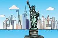 Manhattan met Vrijheidsbeeld landscape