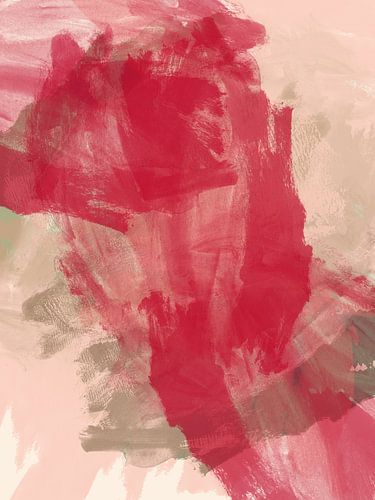 Dynamic red abstract- minimalist painting by Dina Dankers