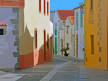 Streetscape in Aquimes at Gran Canaria