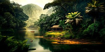 Cabin in Tropical Rainforest by Vlindertuin Art