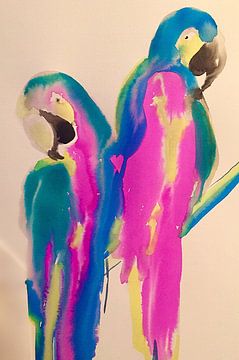 Amour des perroquets sur Helia Tayebi Art