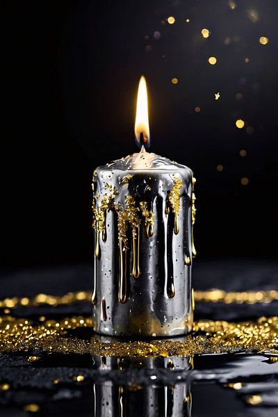 Zilveren kaars met gouden details van Art & Soul Creations