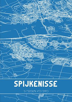 Blauwdruk | Landkaart | Spijkenisse (Zuid-Holland) van MijnStadsPoster