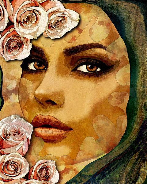 Gesicht mit Rosen von Igor Reintjens