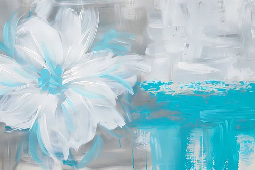 Abstracte blauwe bloem op witte achtergrond