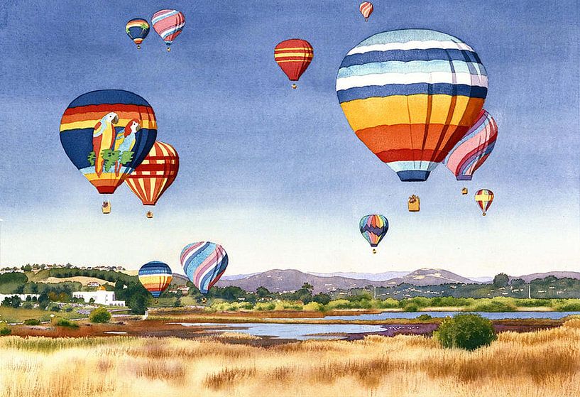 Balloons over San Elijo Lagoon Encinitas by erikaktus gurun