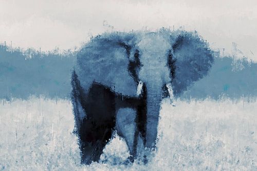 Olifant in de stijl 'Deep Blue'