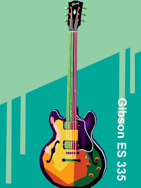 Musique de série de guitare dans le portrait Pop art par miru arts