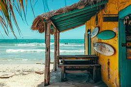 Surfstrand hut - zomerse sfeervolle foto van BowiScapes - Fine Art en Urban Wandkunst