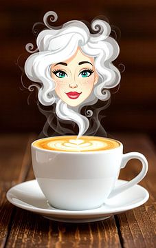 woman with hot cup of Cappuccino animation by Egon Zitter