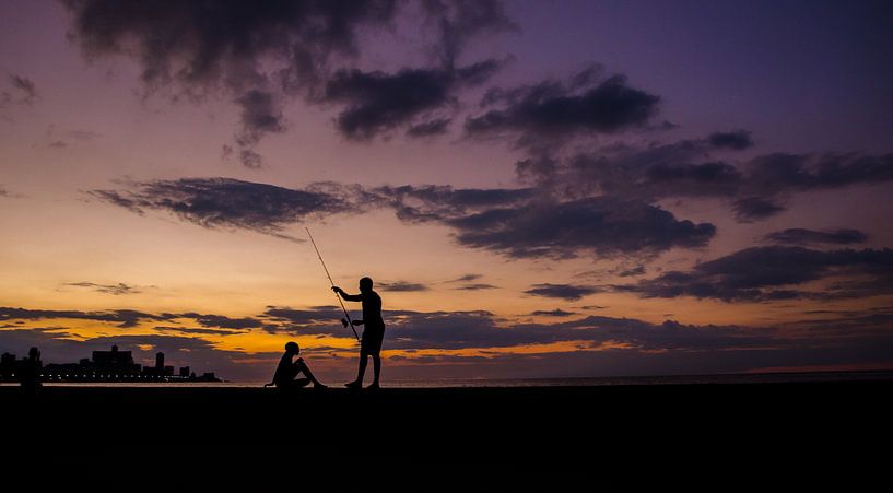 Malecon - Havana - Cuba - sunset - fishing by Annemarie Winkelhagen