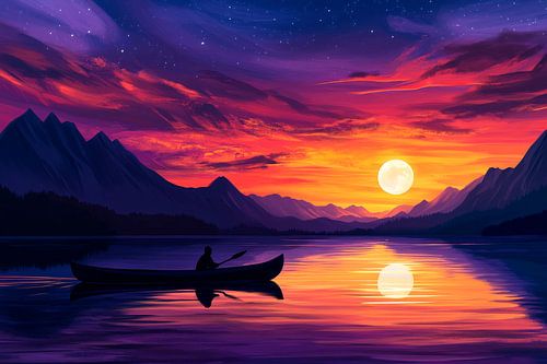 Zonsondergang in de boot