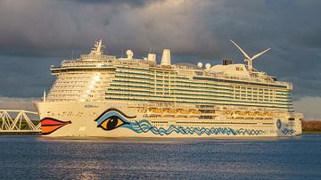AIDAnova cruise ship departs Rotterdam. by Jaap van den Berg