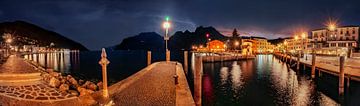 Harbour and promenade of Torbole on Lake Garda in the evening as a panorama picture by Voss Fine Art Fotografie