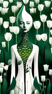 Vert printemps - Femme tulipe sur Beyenairy