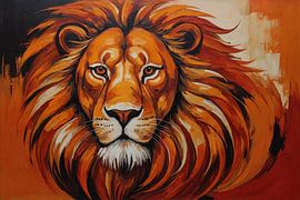 Majestätischer Löwe in feurigen Farben von Art & Soul Creations