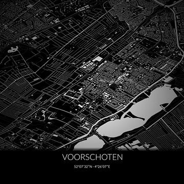 Schwarz-weiße Karte von Voorschoten, Südholland. von Rezona