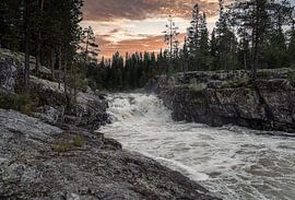 Evening Glow at Sognstupet Waterfall, Idre by Dylan Winter Visuals
