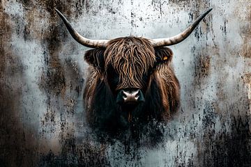Schotse hooglander portret kunst van Art & Soul Creations